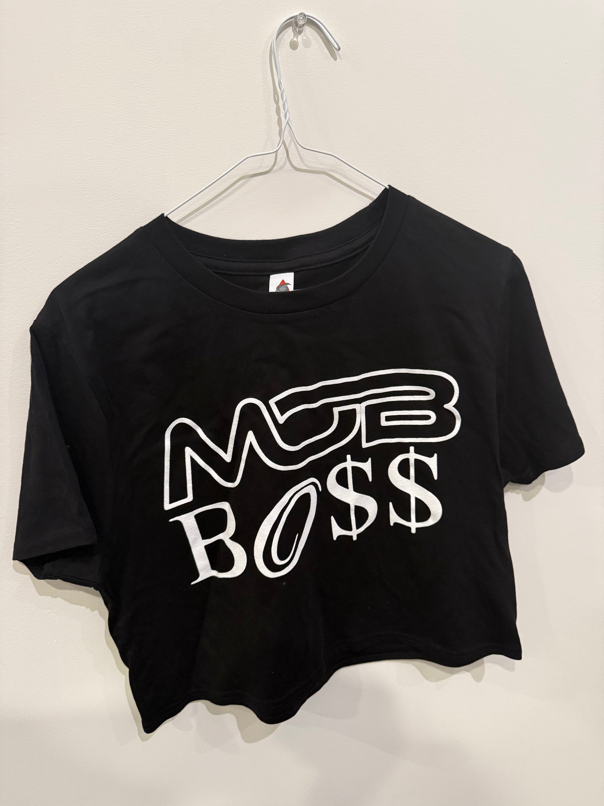 Mob Boss Black Womens Cropped T-Shirt