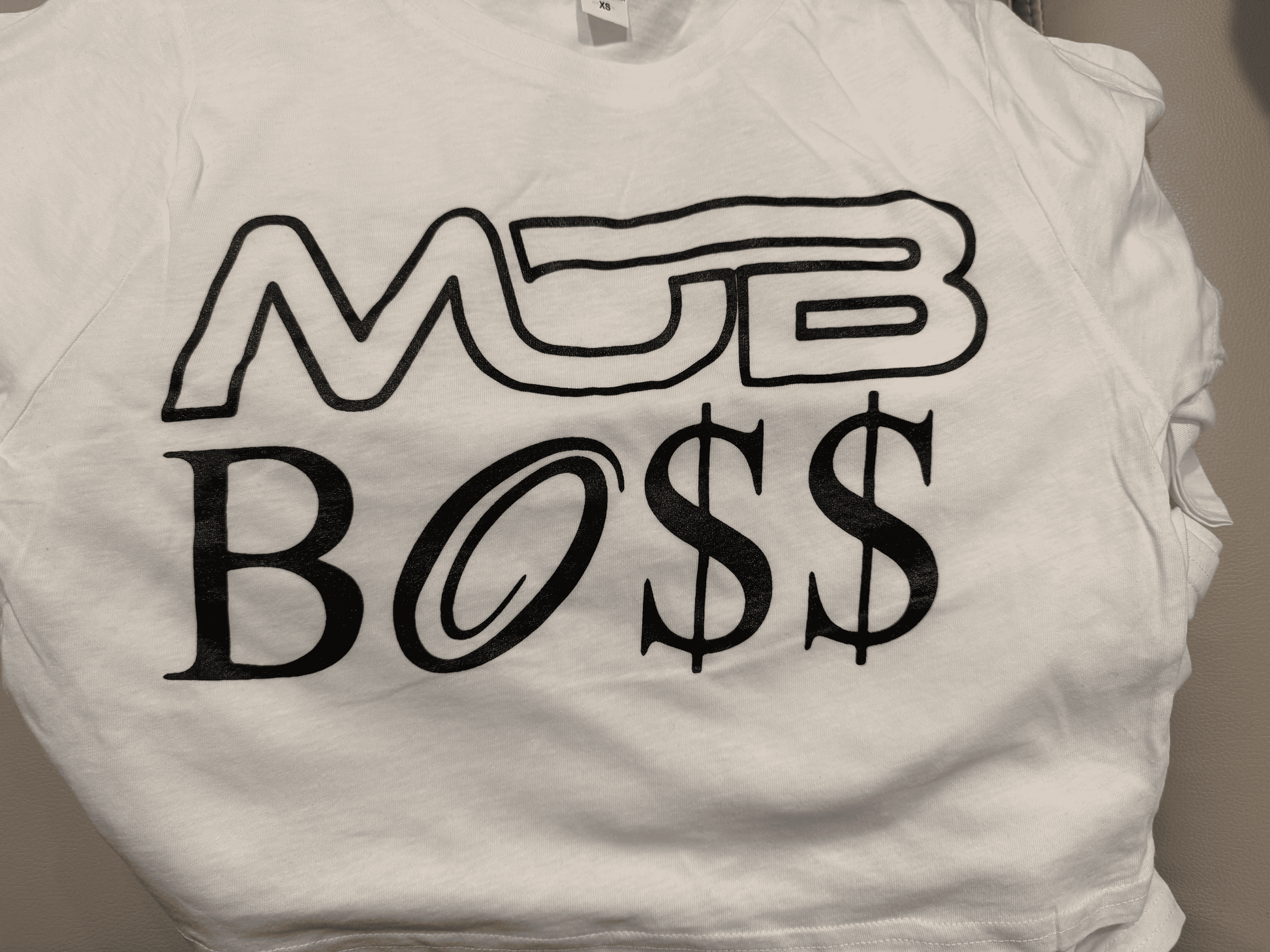 Mob Boss White Womens Cropped T-Shirt
