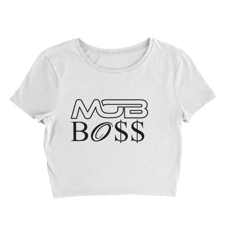Mob Boss White Womens Cropped T-Shirt